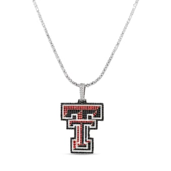 GLD Texas Tech Red Raiders 14K White Gold Logo Pendant & 20" Tennis Chain