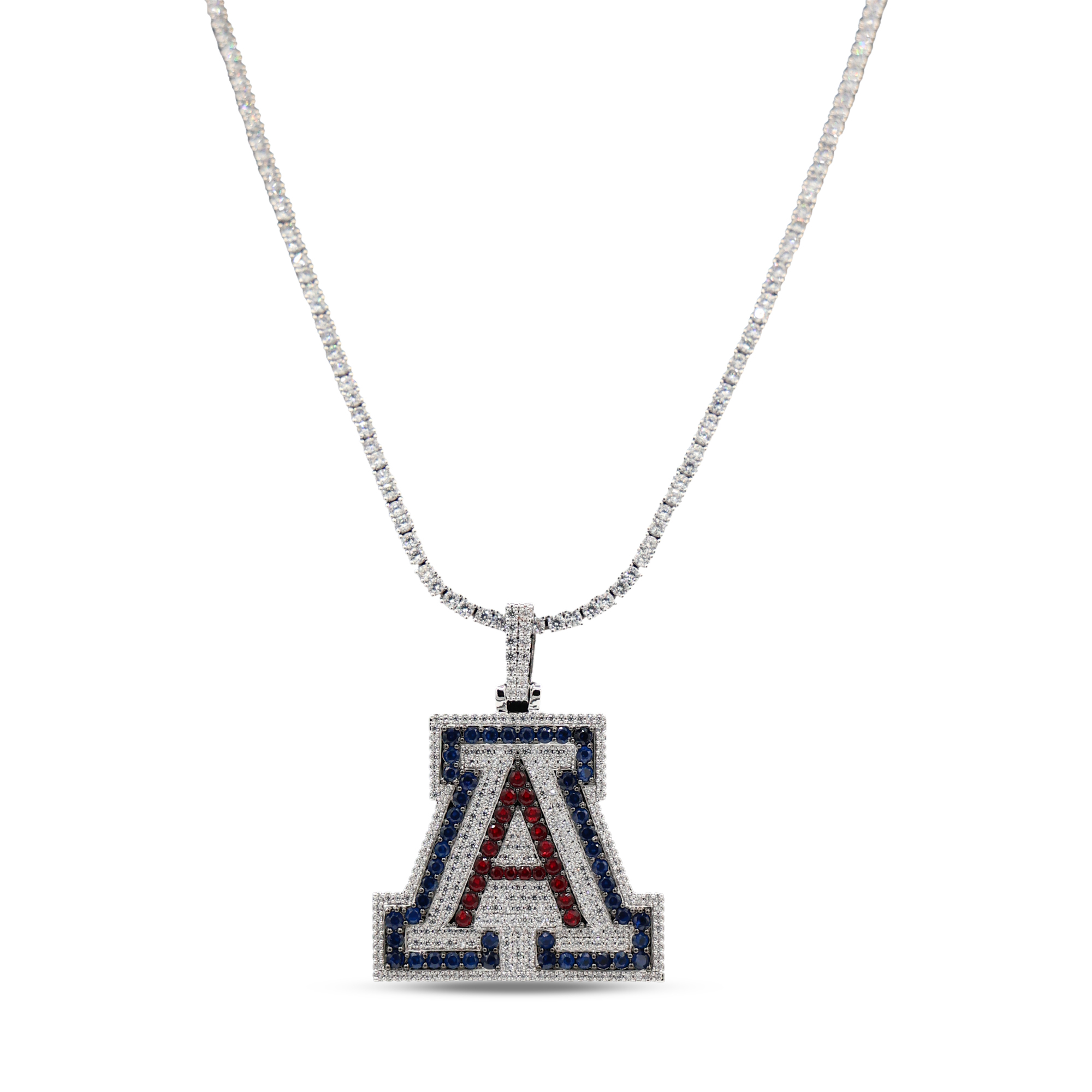 "GLD Arizona Wildcats 14K White Gold Logo Pendant & 20"" Tennis Chain"