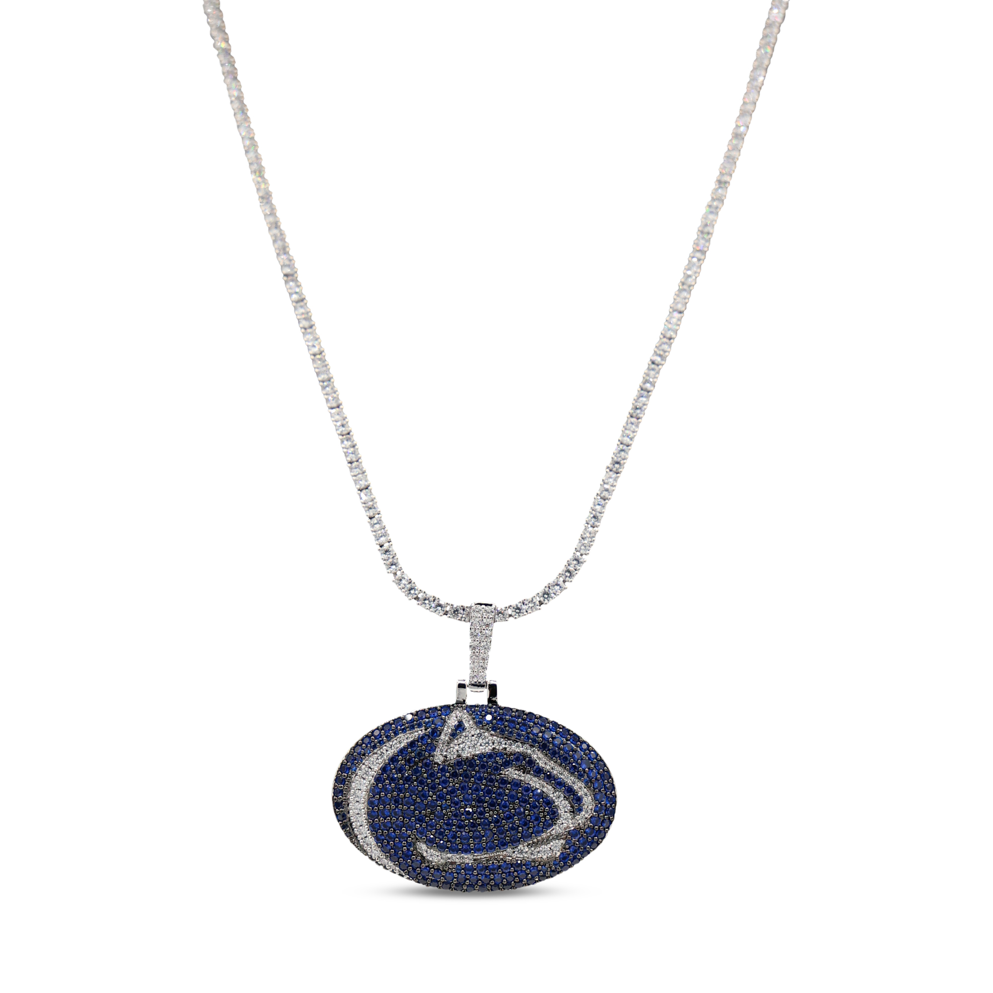 GLD Penn State Nittany Lions 14K White Gold Logo Pendant & 20" Tennis Chain