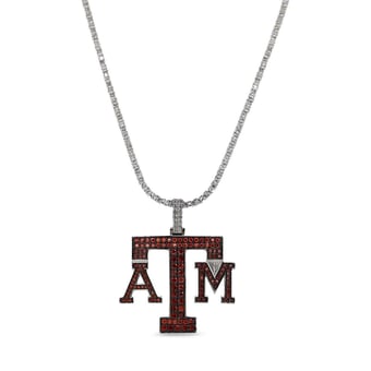 "GLD Texas A&M Aggies 14K White Gold Logo Pendant & 20"" Tennis Chain"