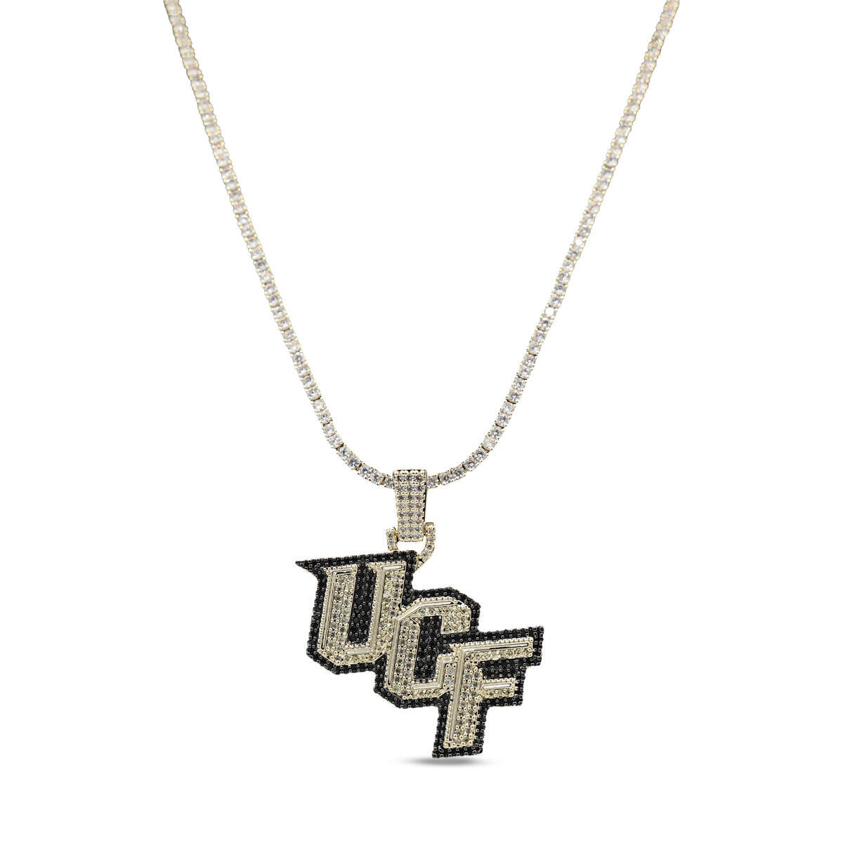 GLD UCF Knights 18K Yellow Gold Logo Pendant & 20" Tennis Chain