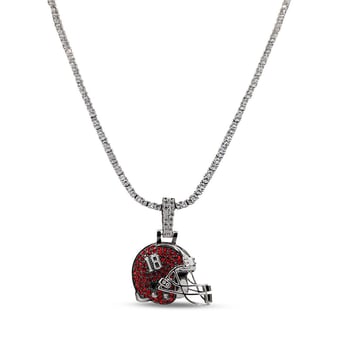 "GLD Alabama Crimson Tide 14K White Gold Logo Pendant & 20"" Tennis Chain"
