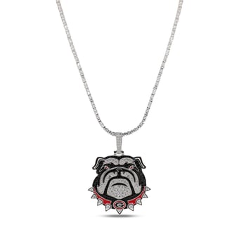 "GLD Georgia Bulldogs 14K White Gold Logo Pendant & 20"" Tennis Chain"