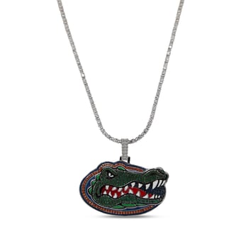 "GLD Florida Gators 14K White Gold Logo Pendant & 20"" Tennis Chain"