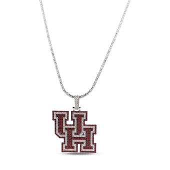 GLD Houston Cougars 14K White Gold Logo Pendant & 20" Tennis Chain