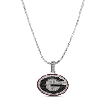 GLD Georgia Bulldogs 14K White Gold Logo Pendant & 20" Tennis Chain