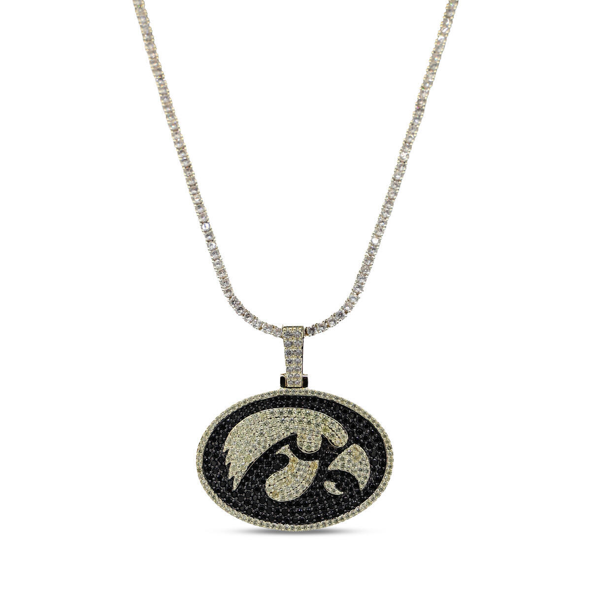 GLD Iowa Hawkeyes 18K Yellow Gold Logo Pendant & 20" Tennis Chain