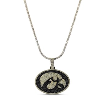"GLD Iowa Hawkeyes 18K Yellow Gold Logo Pendant & 20"" Tennis Chain"