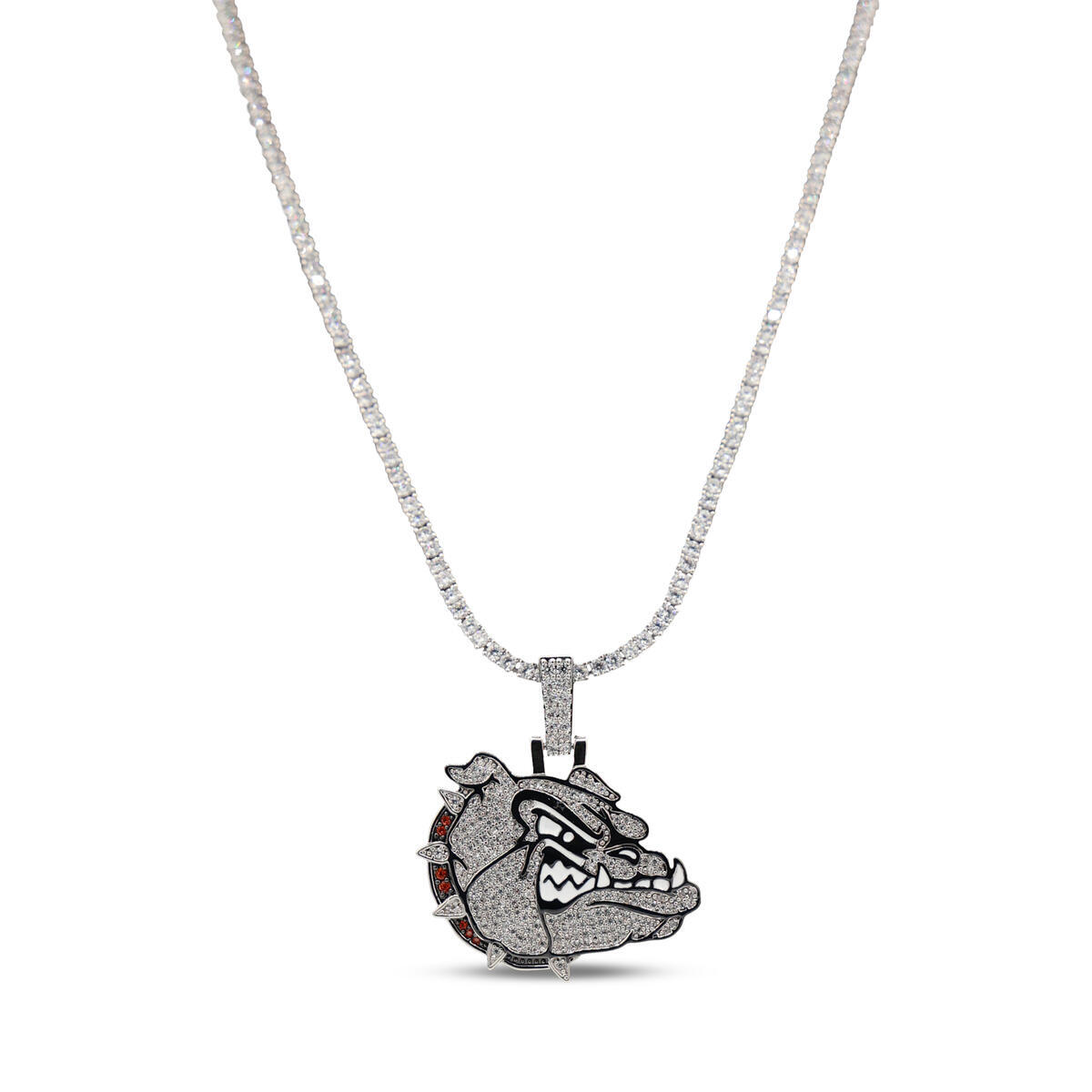 GLD Gonzaga Bulldogs 14K White Gold Logo Pendant & 20" Tennis Chain