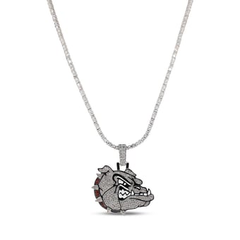 GLD Gonzaga Bulldogs 14K White Gold Logo Pendant & 20" Tennis Chain