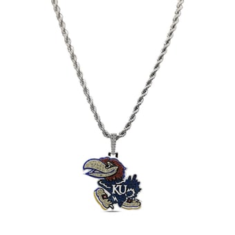 "GLD Kansas Jayhawks 14K White Gold Logo Pendant & 20"" Tennis Chain"