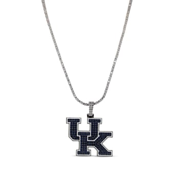 GLD Kentucky Wildcats 14K White Gold Logo Pendant & 20" Tennis Chain