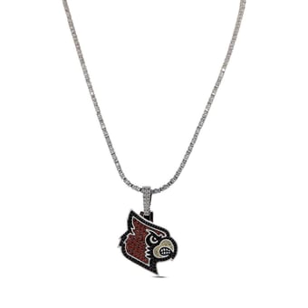 "GLD Louisville Cardinals 14K White Gold Logo Pendant & 20"" Tennis Chain"