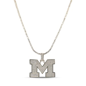 GLD Michigan Wolverines 18K Yellow Gold Logo Pendant & 20" Tennis Chain