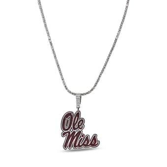 "GLD Ole Miss Rebels 14K White Gold Logo Pendant & 20"" Tennis Chain"