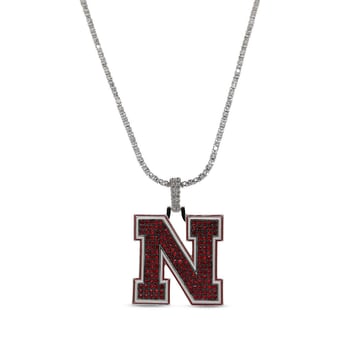 "GLD Nebraska Huskers 14K White Gold Logo Pendant & 20"" Tennis Chain"