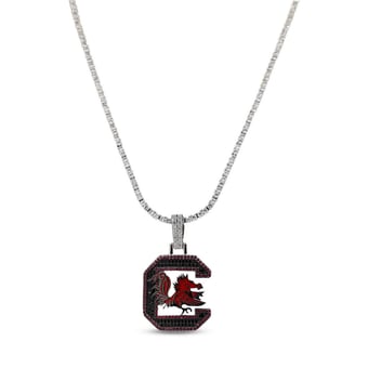 GLD South Carolina Gamecocks 14K White Gold Logo Pendant & 20" Tennis Chain