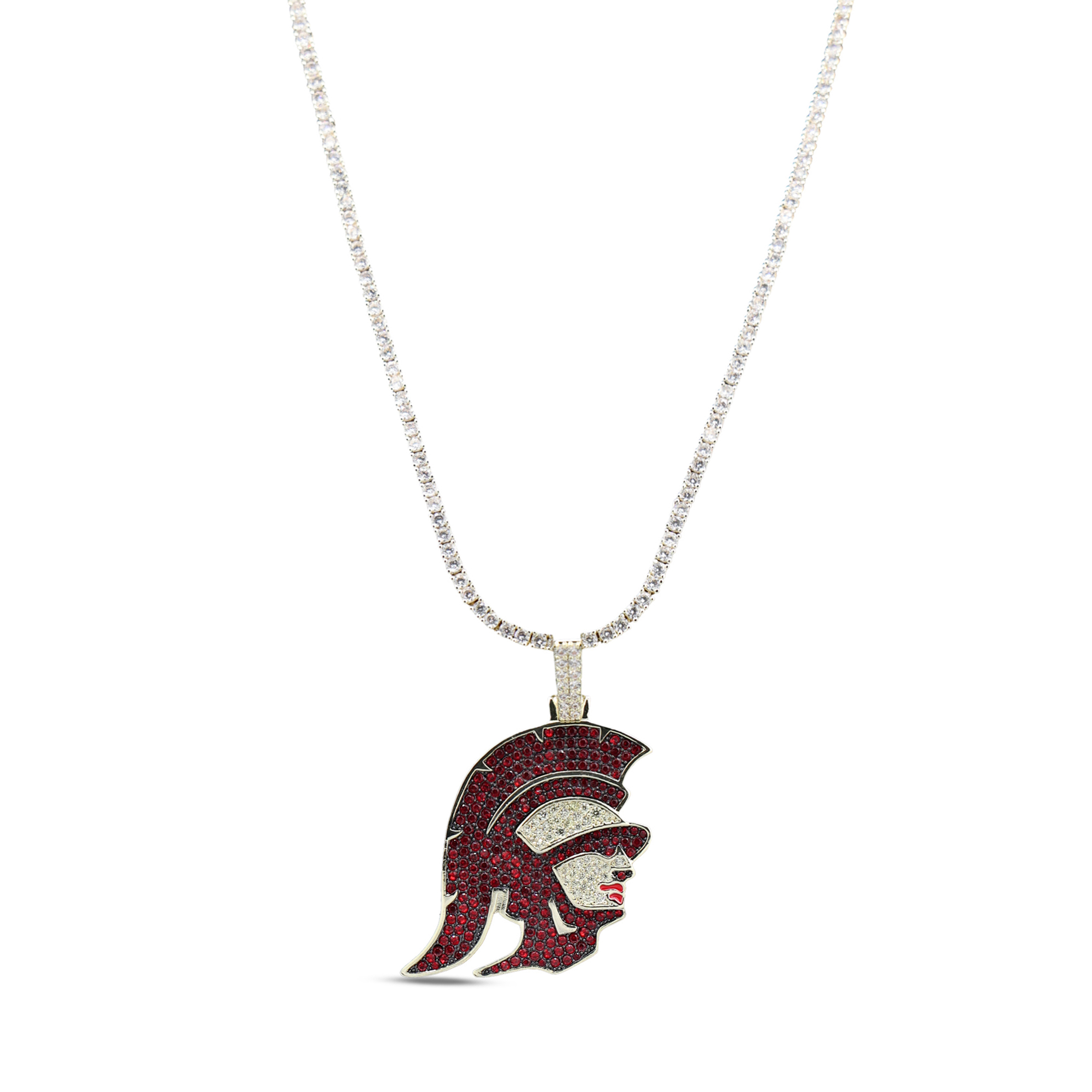 GLD USC Trojans 18K Yellow Gold Logo Pendant & 20" Tennis Chain
