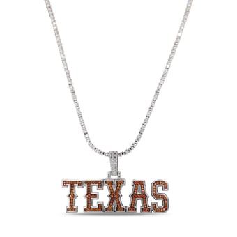 "GLD Texas Longhorns 14K White Gold Logo Pendant & 20"" Tennis Chain"