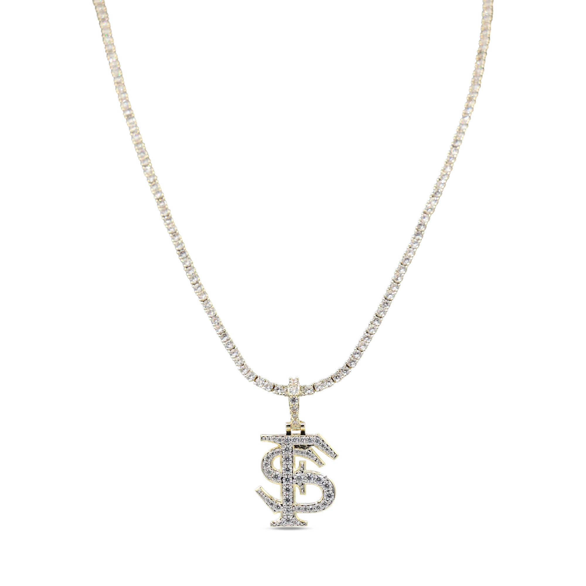 GLD Florida State Seminoles 18K Yellow Gold Logo Pendant & 20" Tennis Chain