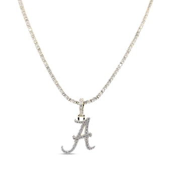 "GLD Alabama Crimson Tide 18K Yellow Gold Logo Pendant & 20"" Tennis Chain"
