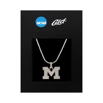 GLD Michigan Wolverines 14K White Gold Logo Pendant & 20" Tennis Chain