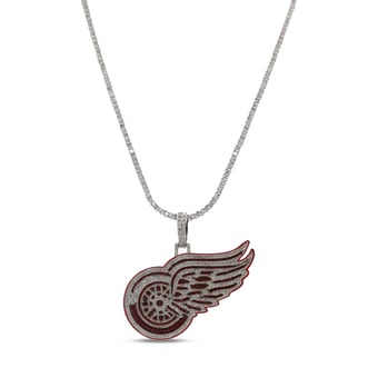 GLD Detroit Red Wings 14K White Gold Logo Pendant & 20" Tennis Chain