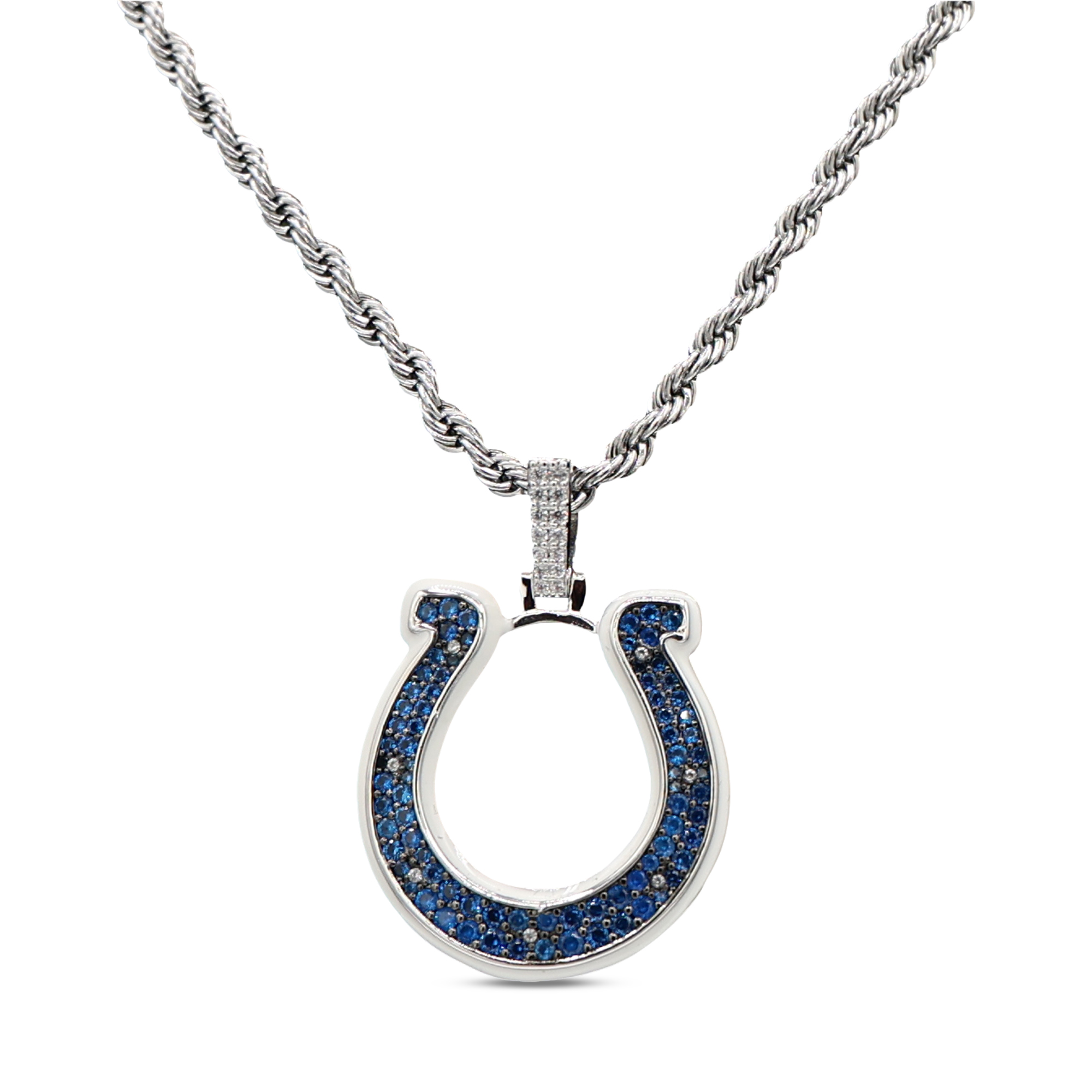 GLD Indianapolis Colts 14K White Gold Logo Pendant & 20" Rope Chain