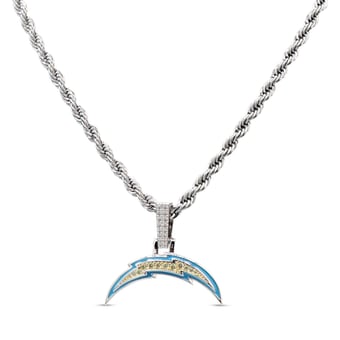GLD Los Angeles Chargers 14K White Gold Logo Pendant & 20" Rope Chain
