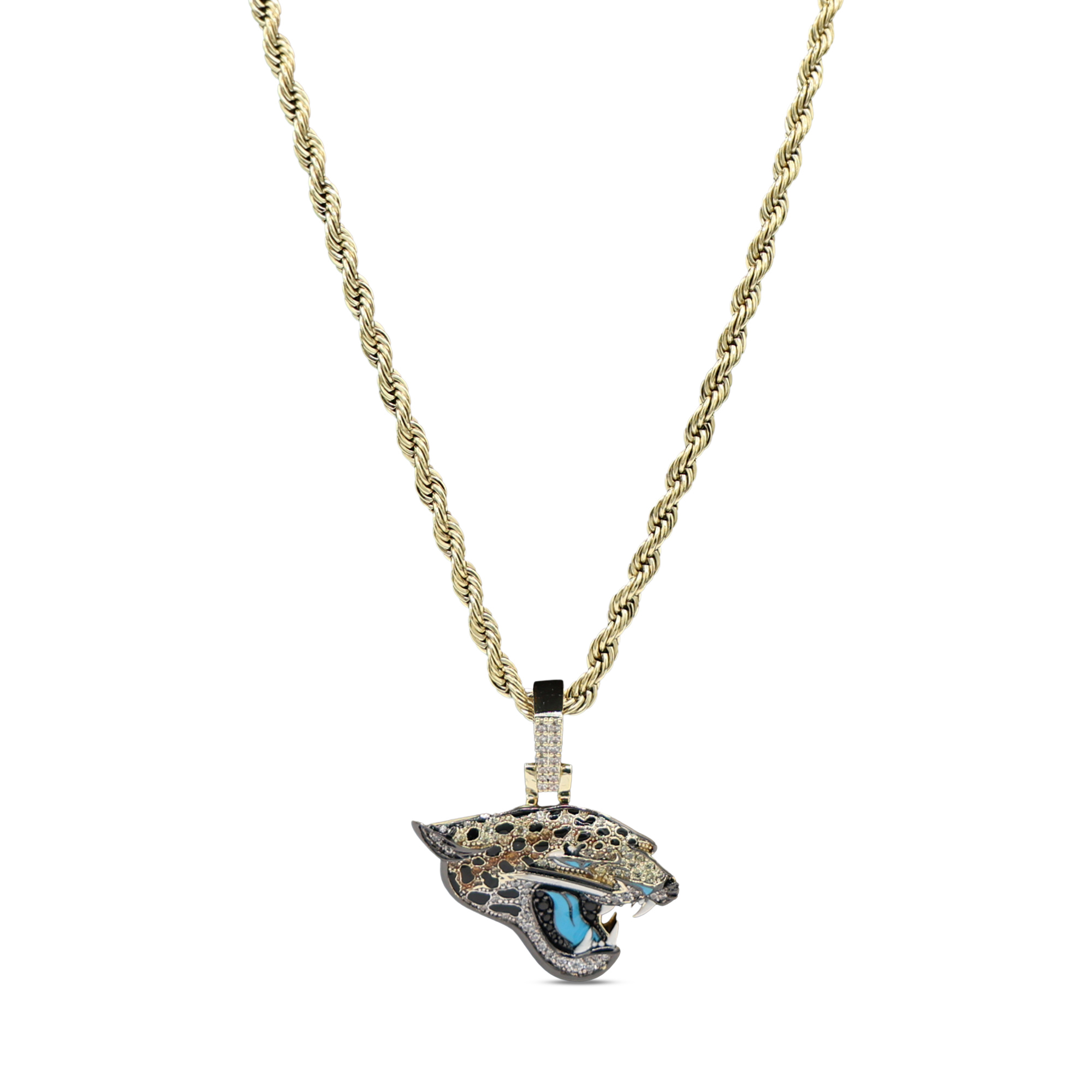 GLD Jacksonville Jaguars 18K Yellow Gold Logo Pendant & 20" Rope Chain