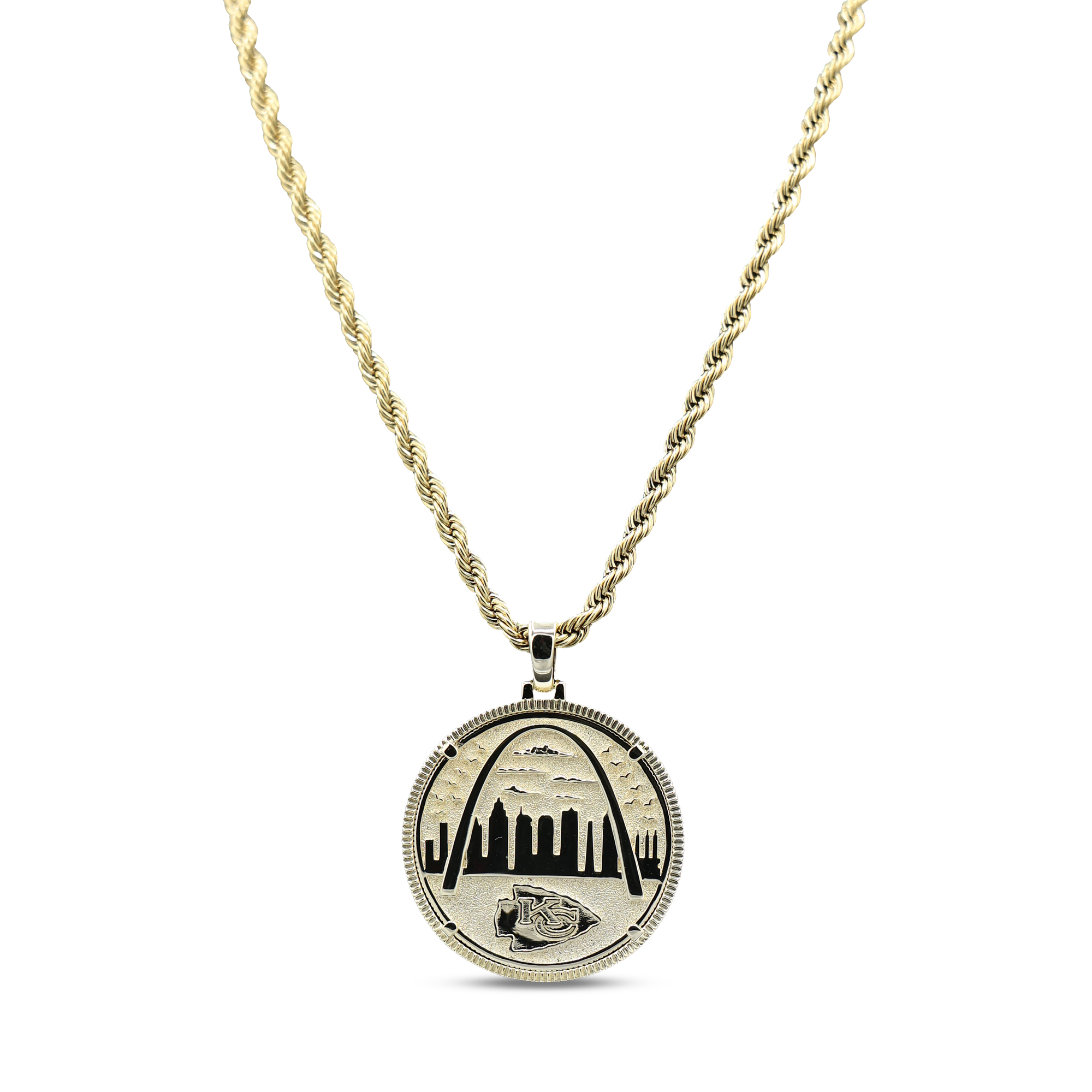 GLD Kansas City Chiefs 18K Yellow Gold Logo Pendant & 20" Rope Chain