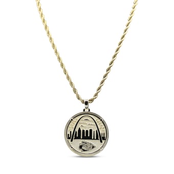"GLD Kansas City Chiefs 18K Yellow Gold Logo Pendant & 20"" Rope Chain"