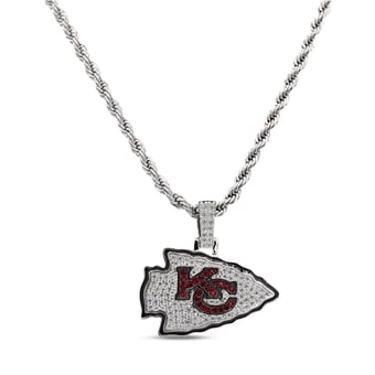 GLD Kansas City Chiefs 14K White Gold Logo Pendant & 20" Rope Chain