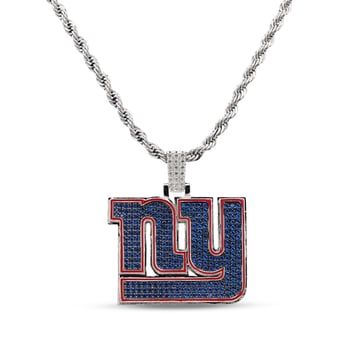 "GLD New York Giants 14K White Gold Logo Pendant & 20"" Rope Chain"