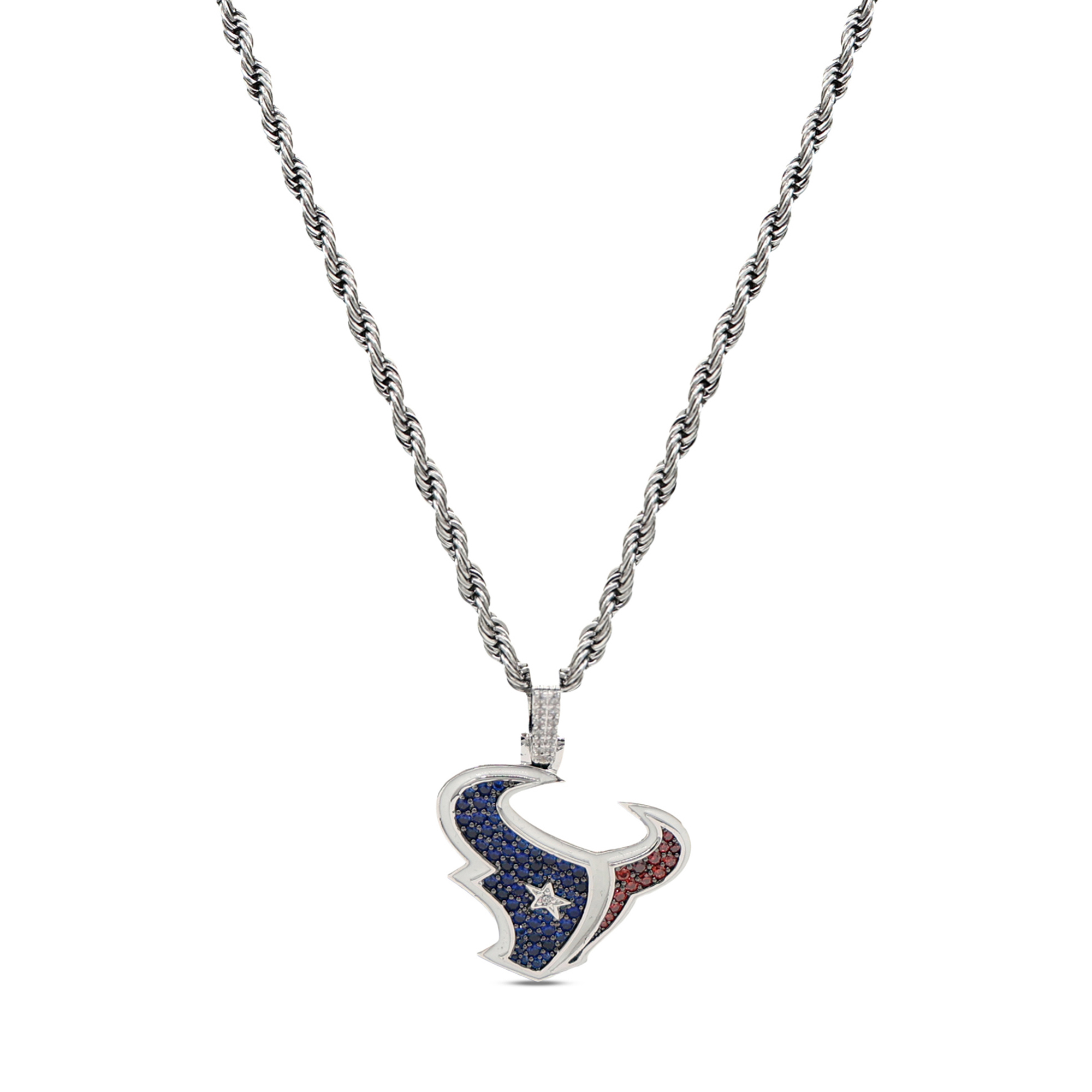 GLD Houston Texans 14K White Gold Logo Pendant & 20" Rope Chain