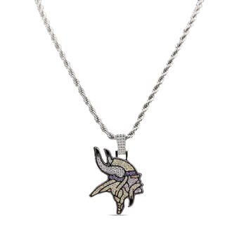 GLD Minnesota Vikings 14K White Gold Logo Pendant & 20" Rope Chain