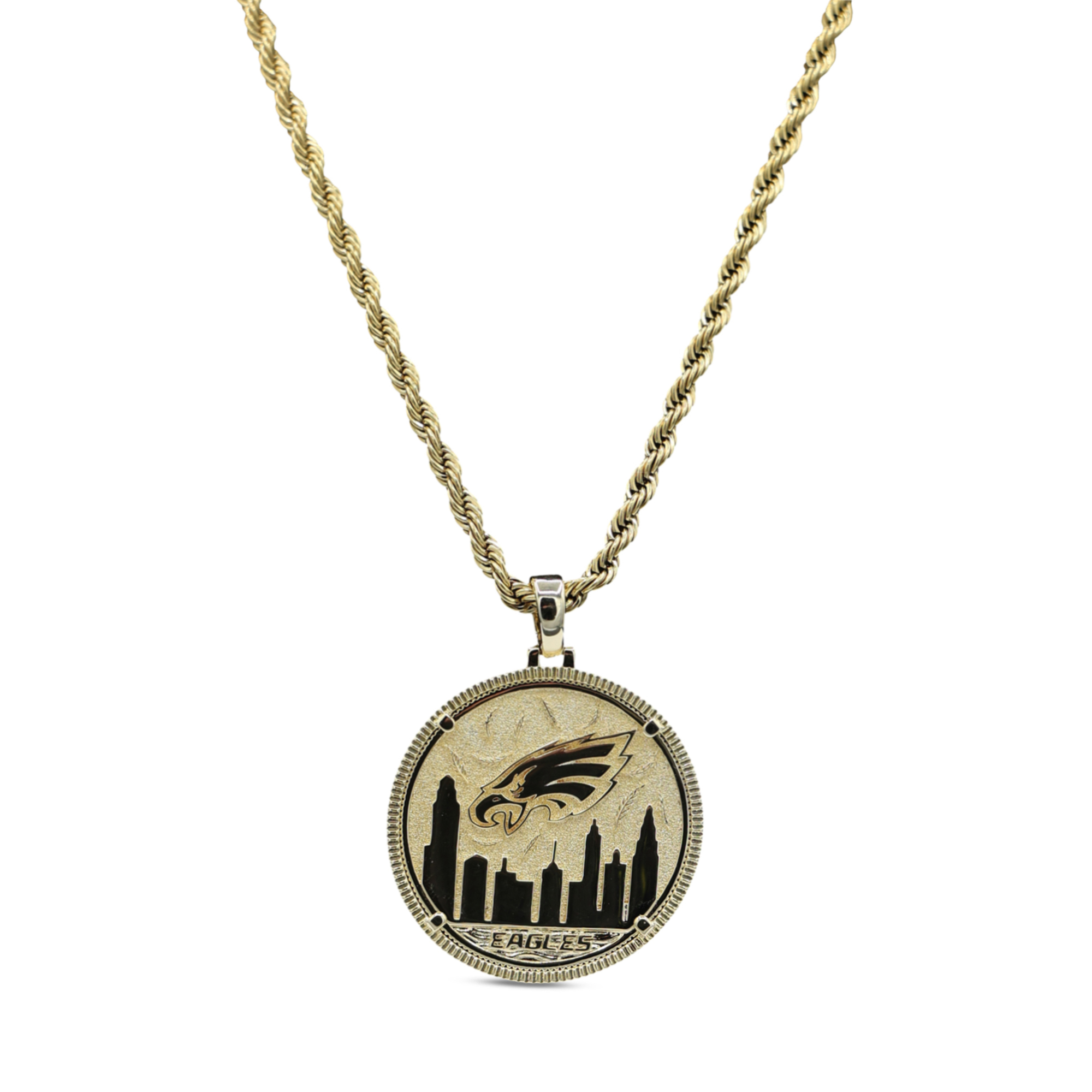 GLD Philadelphia Eagles 18K Yellow Gold Logo Pendant & 20" Rope Chain