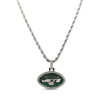 GLD New York Jets 14K White Gold Logo Pendant & 20" Rope Chain