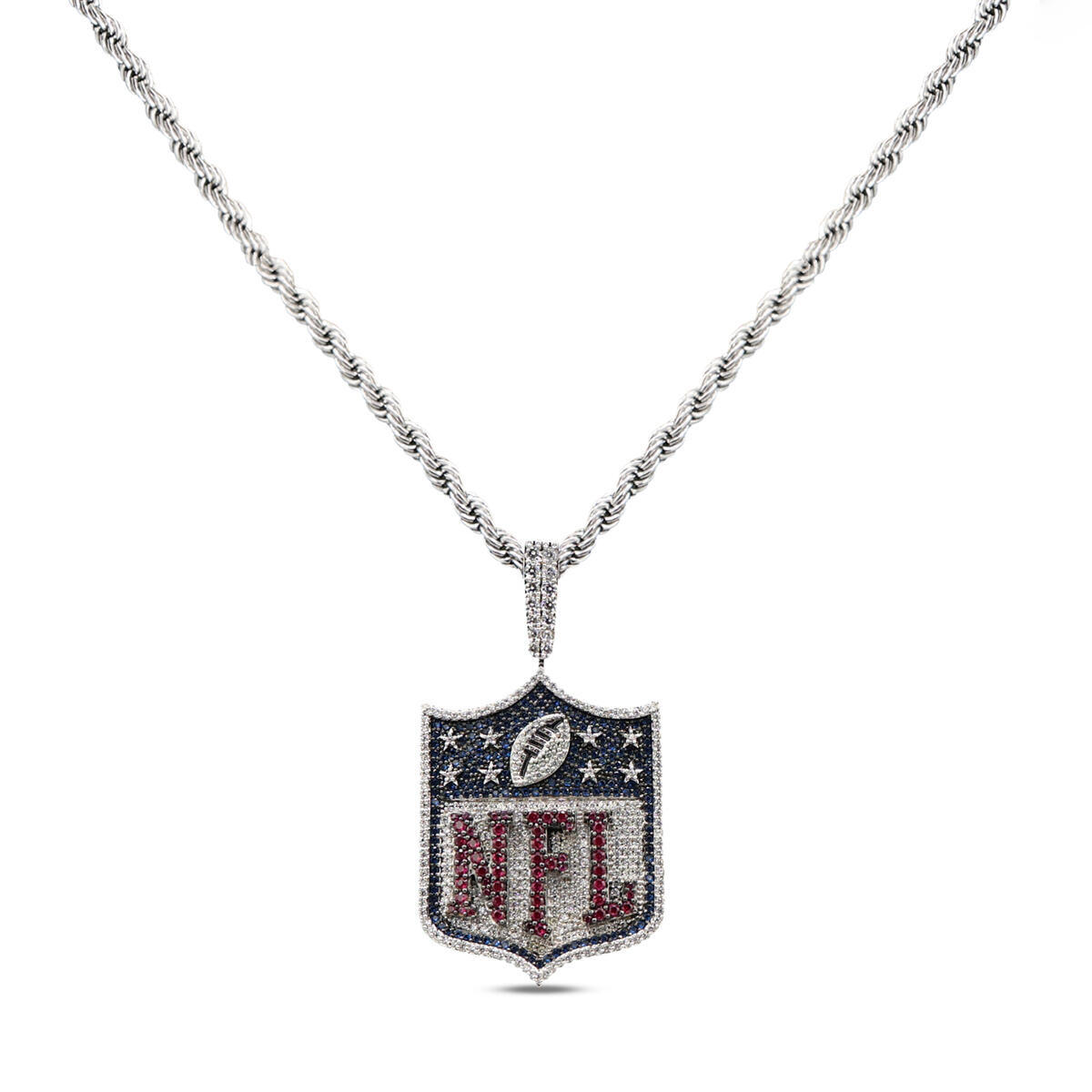 GLD NFL 14K White Gold Logo Pendant & 20" Rope Chain