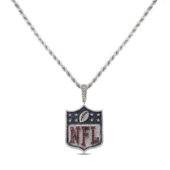 GLD NFL 14K White Gold Logo Pendant & 20" Rope Chain