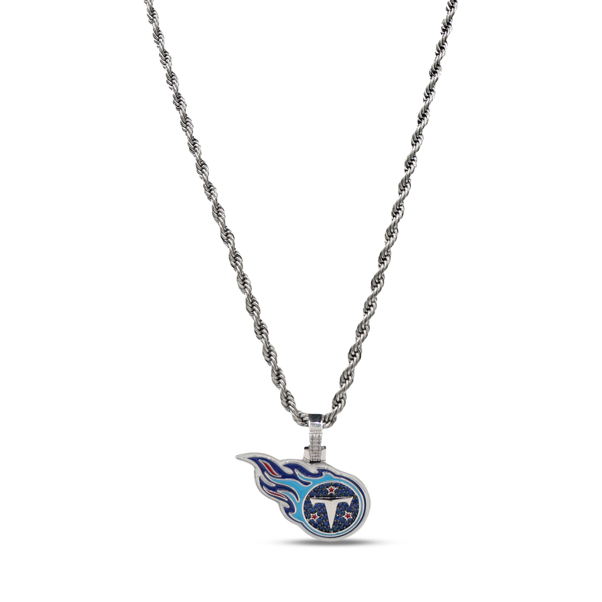 GLD Tennessee Titans 14K White Gold Logo Pendant & 20" Rope Chain