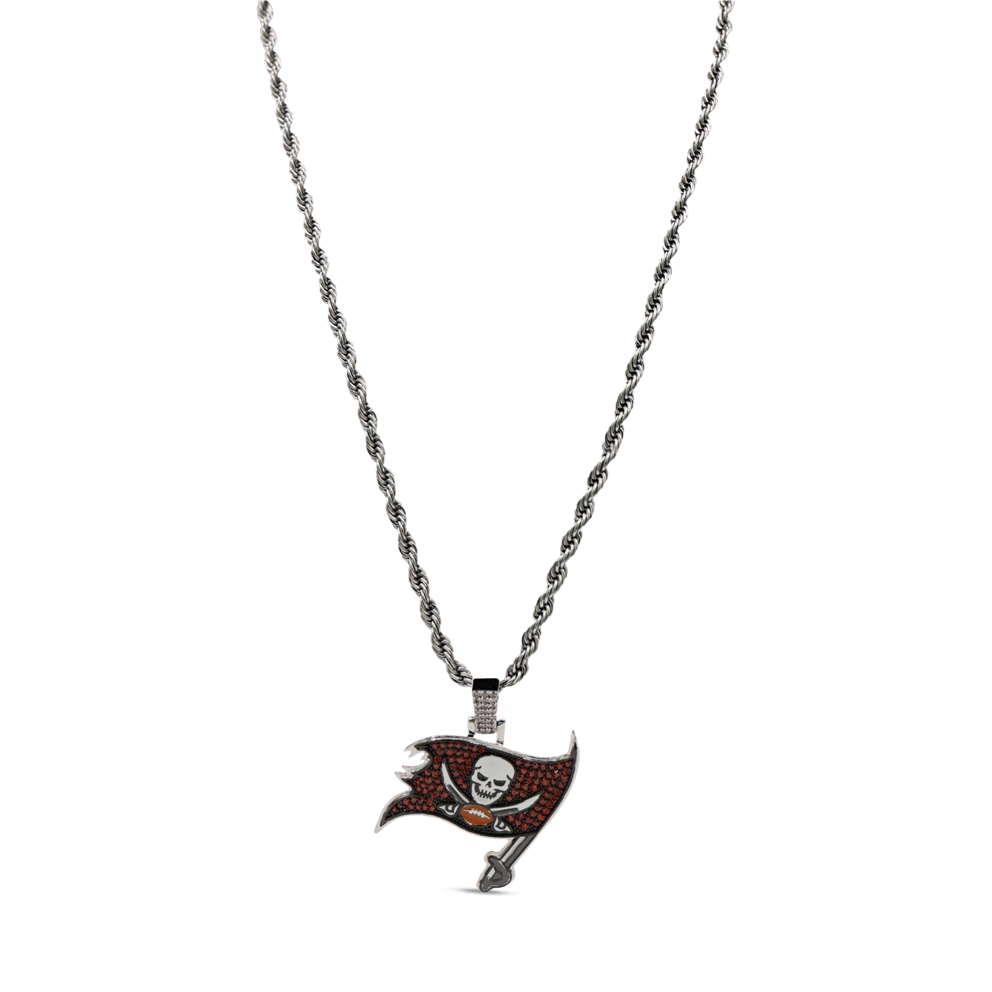 GLD Tampa Bay Buccaneers 14K White Gold Logo Pendant & 20" Rope Chain