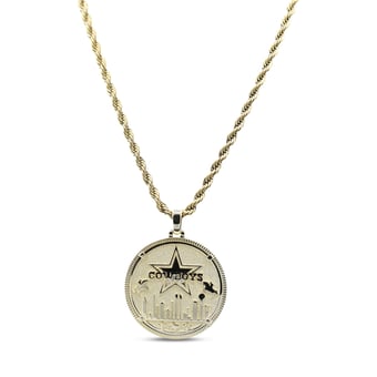 GLD Dallas Cowboys 18K Yellow Gold Logo Pendant & 20" Rope Chain