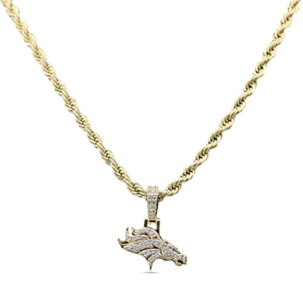 GLD Denver Broncos 18K Yellow Gold Logo Pendant & 20" Rope Chain