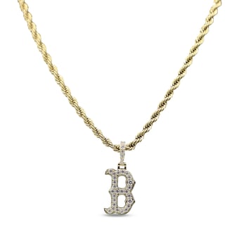 "GLD Boston Red Sox 18K Yellow Gold Logo Pendant & 20"" Rope Chain"