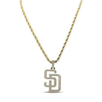 GLD San Diego Padres 18K Yellow Gold Logo Pendant & 20" Rope Chain