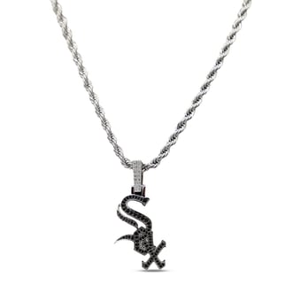 "GLD Chicago White Sox 14K White Gold Logo Pendant & 20"" Rope Chain"