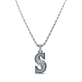 GLD Seattle Mariners 14K White Gold Logo Pendant & 20" Rope Chain