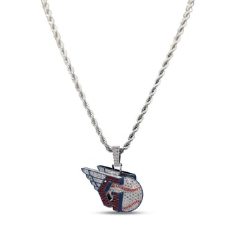 GLD Cleveland Guardians 14K White Gold Logo Pendant & 20" Rope Chain