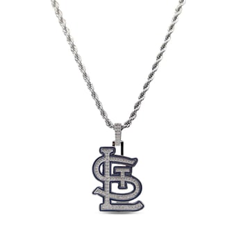 GLD St. Louis Cardinals 14K White Gold Logo Pendant & 20" Rope Chain